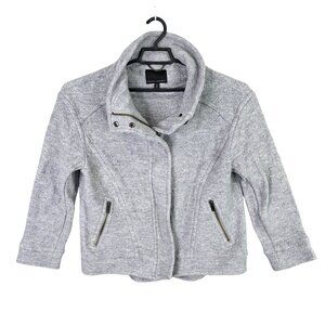 Womens Banana Republic Petite Gray Wool Blend Moto Jacket Full Zip & Buttons PM
